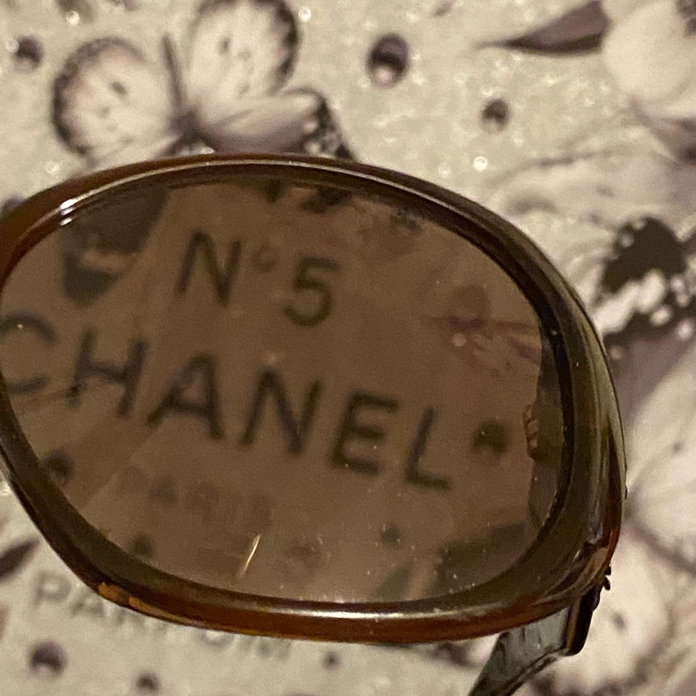Chanel 5113 c.538/73 Sunglasses Transparent Brown with Black Camellia Flowers - Picture 8 of 16